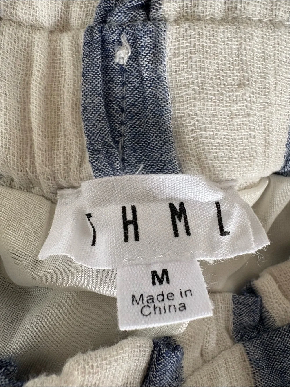 THML Women’s Blue and White Striped 100% Cotton Pants Size Medium